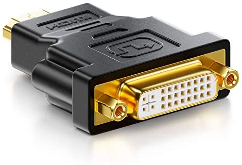 deleyCON Adattatore DVI a HDMI – Connettore DVI Femmina a Connettore HDMI Maschio 1920×1200 Full HD 1080p – Nero
