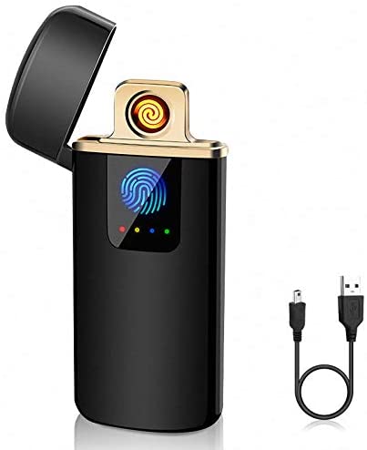 ASANMU Accendino Elettrico, Accendino USB Ricaricabile Antivento Elettronico Accendino Indicatore della Batteria per Candele Cucina Barbecue, con Confezione Regalo, San Valentino Regali Uomo Donna