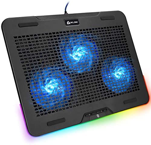 KLIM Aurora + Base di raffreddamento RGB per PC Portatili da 11″ a 17″ + Alimentata USB + Supporto di raffreddamento per laptop da gaming + Stabile e Robusto + Ampia compatibilità + NUOVA 2021