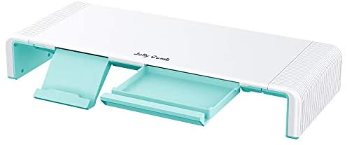 Jelly Comb Supporto monitore PC Pieghevole per Stampante Computer, TV, Laptop,Notebook Altoparlante, Lunghezza ripiano Regolabile con cassetto Piccolo, Menta Verde