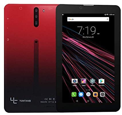 Tablet 7 Pollici con Sim y Wifi YUNTAB,Google Android 7.0,Dual SIM,1GB RAM 16GB ROM,Quad-core,Full HD Display,GPS,Bluetooth,OTG(Rosso)