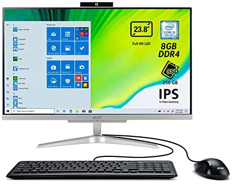 Acer Aspire C24-865 All in one con Processore Intel Core i5-8250U, RAM da 8 GB DDR4, SSD 256 GB, Display da 23.8″ FHD IPS LED LCD, Scheda Grafica Intel HD, Wireless, Tastiera e Mouse USB, Windows Home