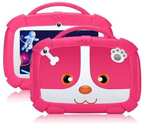 Tablet per bambini, 7 pollici, Android 9.0 Qiamoo16 GB Kids Quad Core CPU 1,5 GHz Tablet per bambini con modalità di sicurezza per bambini supporto WiFi & Google Play rosa