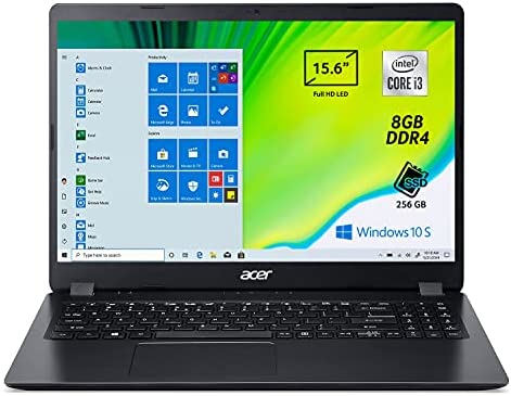 Acer Aspire 3 A315-56-3274 Pc Portatile, Notebook con Processore Intel Core i3-1005G1, Ram 8 GB DDR4, 256 GB PCIe NVMe SSD, Display 15.6″ FHD LED LCD, Intel UHD, Windows 10 Home in S mode
