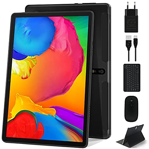 Tablet 10.1 Pollici 8-Core 1.6 GHz 4GB+64GB Android 10 Pro MEBERRY Tablet PC-Google GMS-128GB Espandibili | Mirroring| 8000mAh| Bluetooth| GPS| Fotocamera(5MP+8MP), Tastiera e Mouse, Nero(Solo WiFi)
