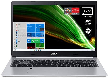 Acer Aspire 5 A515-45-R2J2 PC Portatile, Notebook, AMD Ryzen 7 5700U, RAM 8 GB DDR4, 512 GB PCIe NVMe SSD, Display 15.6″ FHD IPS LED LCD, AMD Radeon, USB Type-C, Win 10 Home, Spessore 17.9 mm, Silver