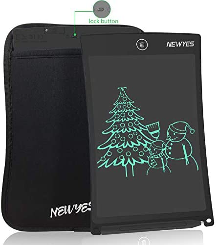 NEWYES Tablet da Scrittura LCD Portatile con Custodia, Lunghezza 8,5 Pollici, Vari Colori(Nero + Caso)