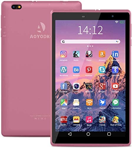 Tablet 8 Pollici, Android 10.0 Google Certificazione GMS 3GB RAM+32/128GB ROM, Tablet con Fotocamera da 5MP 1280 * 800 IPS, Quad-Core 1.6Ghz GPS, Bluetooth, Wi-Fi (Rosa)
