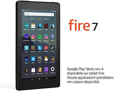 Tablet Fire 7, schermo da 7″, 16 GB, (Nero) – Con pubblicità