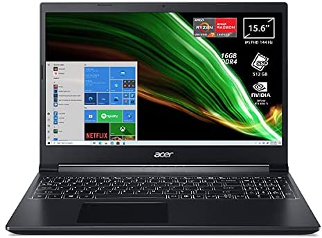 Acer Aspire 7 A715-42G-R2VB PC Gaming Portatile, Processore AMD Ryzen 7 5700U, RAM 16 GB DDR4, 512 GB PCIe NVMe SSD, Display 15.6″ FHD IPS 144 Hz LCD, NVIDIA GeForce RTX 3050Ti 4 GB, Windows 10 Home