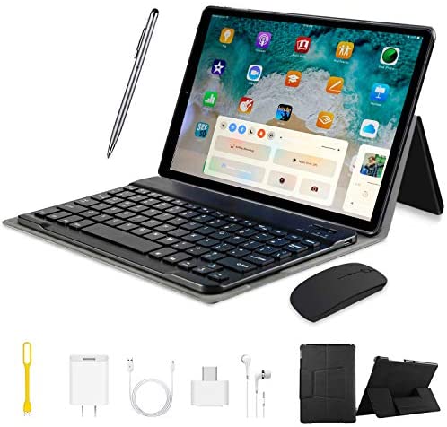 4G LTE Tablet 10 Pollici Con wifi 4GB RAM+64GB ROM, DUODUOGO Android 10.0 Tablet PC con Tastiera, 8000mAh, 4 Core, G+G Schermata IPS HD,GPS,Bluetooth,Supporta Netflix, Sky Go, DAD, ecc. (Nero)