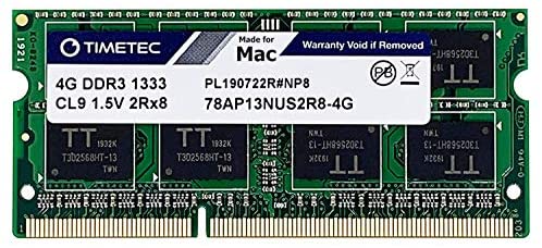 Timetec Hynix IC 4GB DDR3 1333MHz PC3-10600 SODIMM Memory compatibile con MacBook Pro,iMac,Mac mini (4GB)