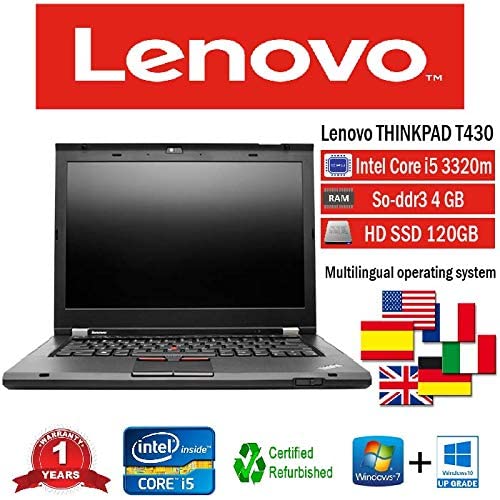NOTEBOOK LENOVO T430 INTEL i5 3320M/4GB/128GB SSD/DVD/WIN 10 PRO (Ricondizionato)