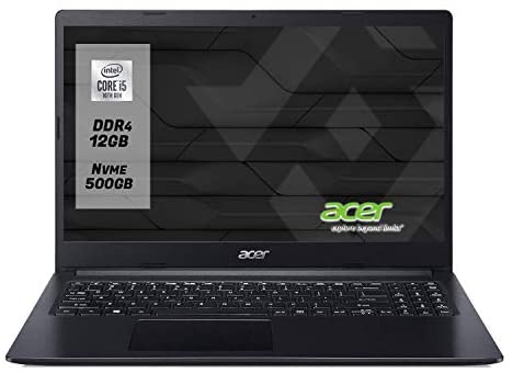 Notebook Acer pc portatile intel i5 10Th Display da 15.6” Fino A 4.20GHz in turbo ,Ram 12Gb Ddr4 SSd M.2 500 Gb NVMe,UHD Graphics 620,Computer portatile,Hdmi,Wi fi,Bluetooth,Windows 10 professional