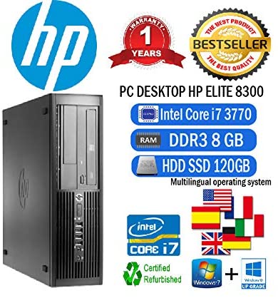 PC RICONDIZIONATO HP ELITE 8300 SFF INTEL CORE i7 3770 3,40Ghz/8GB/SSD 120GB/DVD/WIN 10 PRO (Ricondizionato) )