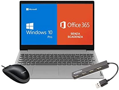 Notebook portatile Lenovo computer intel i5-1035G1 | 8Gb di Ram | 256Gb SSD | Windows 10 + Office 365 Ufficiale | Mouse e Hub usb inclusi
