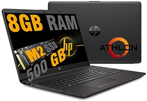 Notebook HP 255 G8 Pc portatile,Display HD 15.6″,New Cpu Amd Dual Core Athlon 3020,Fino a 2,60 GHz,Ram 8 GB DDR4 ,SSD M.2 Nvme 500 Gb, Bluetooth, WIFI,Porta Lan RJ-45,Windows 10 Pro Pronto All’uso