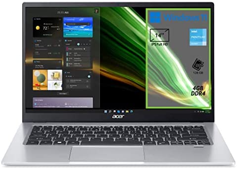 Acer Swift 1 SF114-34-P55Q PC Portatile, Notebook con Processore Intel Pentium Silver N6000, RAM 4 GB, 128 GB PCIe NVMe SSD, Display 14″ IPS FHD, Intel UHD, Microsoft 365, Windows 11 Home in S mode