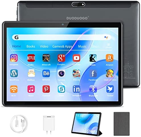 Tablet 10.1 Pollici Android 11, Quad Core 1.6 Ghz, 5G WiFi, Tablet PC 4GB RAM + 64GB/128Go ROM, 1280 x 800 FHD, Batteria 6000mAh,OTG, Type-C, Bluetooth, WiFi (Grigio)
