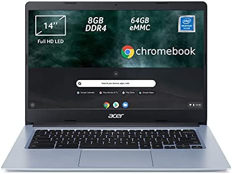 Acer Chromebook 314 CB314-1H-P2EM Notebook, Pc Portatile con Processore Intel Pentium Silver N5030, Ram 8 GB DDR4, eMMC 64 GB, Display 14″ Full HD LED LCD, Scheda Grafica Intel UHD, Chrome OS, Silver