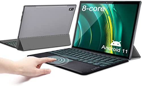 Tablet 10 Pollici Android 11 Octa Core 6GB RAM 64GB/512GB ROM 1920 * 1200 Tablet PC 4G LTE 5G WiFi 2Ghz Tablet in Offerta 7000mAh Dual SIM Fotocamera 5+8MP Tablet Android con Tastiera,Argento