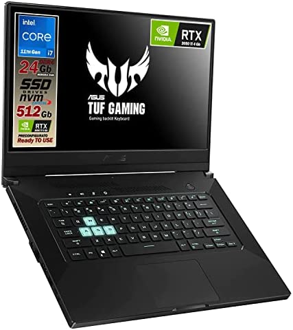 Asus TUF Notebook Gaming, Cpu Intel Core i7-11370H fino a 4,8 GHz Burst Mode, RAM 24 Gb DDR4, Svga Geforce RTX 3050TI da 4 Gb, SSD 512GB Pci Nvme, Display 15.6″ FullHD, Win 10, Preconfigurato