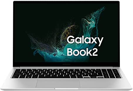 Samsung Galaxy Book2 Laptop, Ultrafino, 15.6″ FHD LED, Intel Core i7 di dodicesima generazione, Intel Iris Xe, RAM 16GB LPDDR4x, 512GB NVMe SSD, Windows 11 Home, Silver