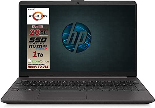 Hp 255 G8 Notebook Ssd Pc portatile Amd A6 3050U Fino A 3.20GHz, Display da 15.6″ HD, Ram 20Gb Ddr4 SSd M.2 pci 1TB, Radeon R3, Hdmi,Wi fi,Bluetooth,Windows 11 professional