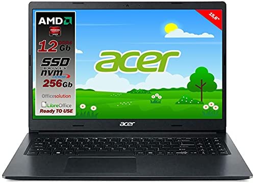 Notebook portatile Acer Slim Amd A4 3020 di ultima generazione, Ram 16GB, SSD PCIe NVMe 256GB, Display 15.6″ HD Led, Svga AMD Radeon R3, 3 usb, wi-fi, hdmi, bt, win 10 pro, pronto all’uso, gar.Italia