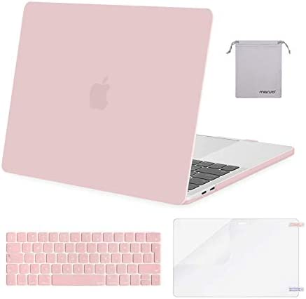 MOSISO Case Compatibile con MacBook PRO 13 Pollici M2 M1 2022-2016 A2338/A2289/A2251/A2159/A1989/A1706/A1708,Plastica Rigida Cover&Tastiera Cover&Proteggi Schermo&PiccolaCustodia,Quarzo Rosa
