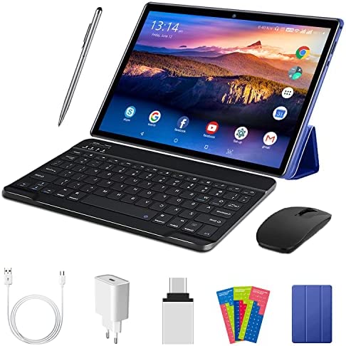 Tablet 10 Pollici Android 10.0, 4GB RAM + 64GB/128GB ROM con Schermo IPS HD Quad Core 1.6GHz Tablets 4G Dual LTE SIM con WIFI |8000mAh |Bluetooth |GPS |Type-C, Tablet in Offerta con Tastiera Mouse