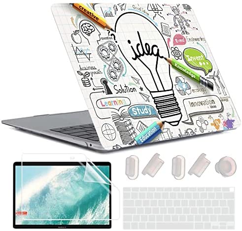 MUSHUI 4 in 1 Custodia per MacBook Air 13 Pollici 2020 2019 2018 Modello A2337 M1/A2179/A1932, Plastica Case Rigida & Tastiera Cover & Proteggi Schermo compatibile con Mac Air 13, Lampadina
