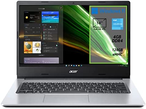 Acer Aspire 1 A114-33-C7WB PC Portatile, Notebook, Processore Intel Celeron N4500, Ram 4 GB DDR4, 128 GB eMMC, Display 14″ IPS FHD, Scheda Grafica Intel UHD, Microsoft 365, Windows 11 Home in S mode