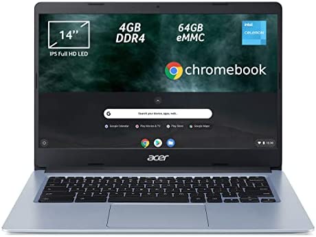 Acer Chromebook 314 CB314-1H-C15P Notebook, Pc Portatile con Processore Intel Celeron N4020, Ram 4 GB DDR4, eMMC 64 GB, Display 14″ IPS FHD LED LCD, Scheda Grafica Intel UHD, Chrome OS, Silver