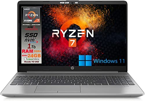HP Notebook pc portatile Cpu Ryzen 7 5700U 8 core fino a 4,3ghz, RAM 24Gb, SSD NVME M.2 1TB, Display 15,6″ Full HD, tastiera Italiana, 4 usb, wi-fi, hdmi, lan, Win 11 Pro, pronto all’uso