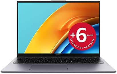 HUAWEI Matebook D16 Laptop, HUAWEI Eye Comfort FullView Display Notebook PC Portatile da 16 pollici, Intel Core i7-12700H, 16 GB RAM+512 GB SSD, Windows 11, Space Gray, + estensione garanzia di 6 mesi