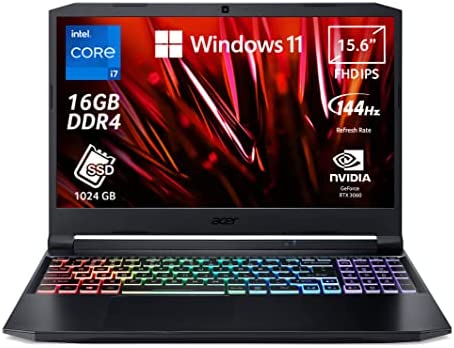 Acer Nitro 5 AN515-57-70MT Notebook Gaming, Processore Intel Core i7-11800H, Ram 16 GB DDR4, 1024 GB SSD, Display 15.6″ FHD IPS 144 Hz LED LCD, NVIDIA GeForce RTX 3060 6 GB, Windows 11 Home
