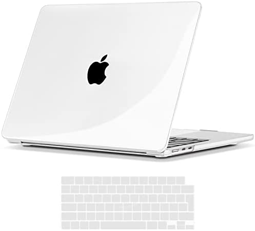 TECOOL Custodia per MacBook Air M2 2022 13,6 Pollici Modello A2681, Cover Trasparente Rigida in Plastica Ultra Sottile e Copritastiera Silicone, Cristallo Chiara