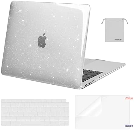 MOSISO Custodia Rigida Compatibile con MacBook Air 13 2022 2021-2018 A2337 M1 A2179 A1932 Retina Display, Scintillante Plastica Case&Tastiera Cover&Proteggi Schermo&Borsa di Stoccaggio,Trasparente