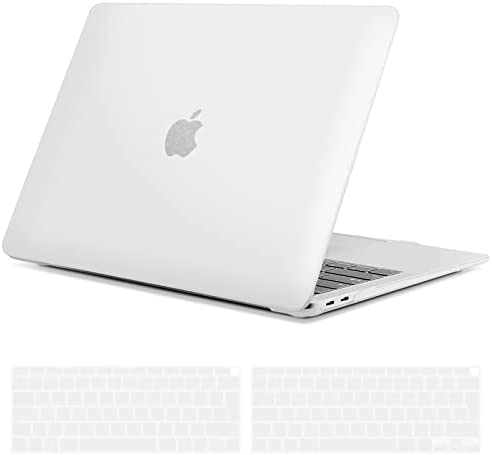 TECOOL Custodia MacBook Air 13 Pollici Retina M1 2020 2019 2018 A2337 A2179 A1932 con Touch ID, Case Cover Opaca Rigida Plastica Ultrasottile +Accessori Copritastiera Silicone, Traslucida