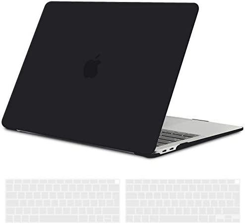 TECOOL Custodia MacBook Air 13 Pollici Retina M1 2020 2019 2018 A2337 A2179 A1932 con Touch ID, Case Cover Opaca Rigida Plastica Ultrasottile +Accessori Copritastiera Silicone Italia Layout, Nero