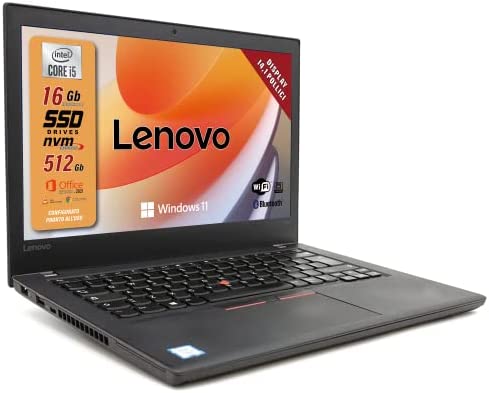 Lenovo, Pc portatile Intel Core i5, pronto All’Uso con Pacchetto Office 2021, Notebook Con Display HD da 14″, Ram 16Gb, SSD 512Gb, Win 11 pro, Garanzia Italiana (Ricondizionato)