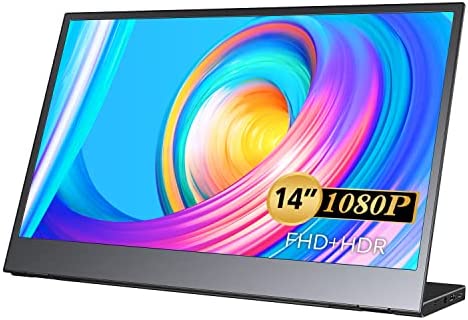EVICIV Monitor Portatile, 14 Pollici Portable Monitor 1080P FHD IPS 100% SRGB Mini Schermo Portatile con HDMI/Type-C/USB-C per laptop/PC/Mac / PS4 / Xbox/phone