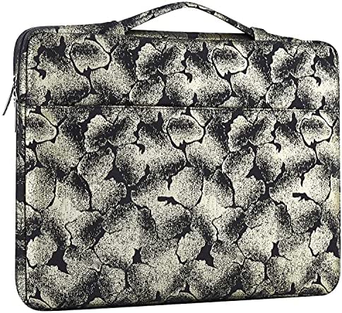 ZINZ 15 15,6 16 Pollici Custodia Borsa Impermeabile, Computer Borsetta Ventiquattrore Compatibile MacBook PRO 15 16, Surface Book 15, e la Maggior Parte dei Laptop da 15-16″, Fiori d’oro