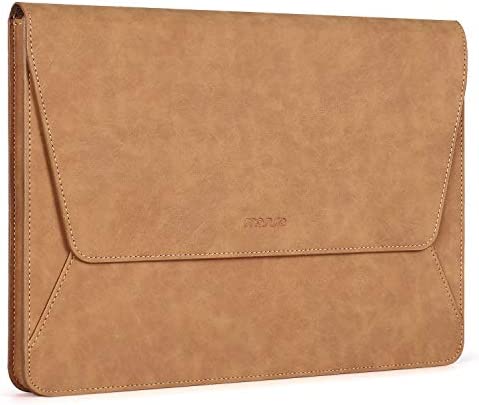MOSISO Laptop Sleeve Custodia Compatibile con MacBook Air 13 M2 A2681 M1 A2337 A2179 A1932 2018-2022/Pro 13 M2 M1 A2338 A2251 A2289 A2159 A1989, PU Pelle Borsa Ultra Magro Flip Stile, Marrone