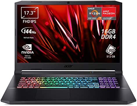 Acer Nitro 5 AN517-41-R9G5 Notebook Gaming, Processore AMD Ryzen 7 5800H, Ram 16 GB DDR4, 512 GB PCIe NVMe SSD, Display 17.3″ FHD IPS 144 Hz LED LCD, NVIDIA GeForce RTX 3060 6 GB, Windows 10 Home