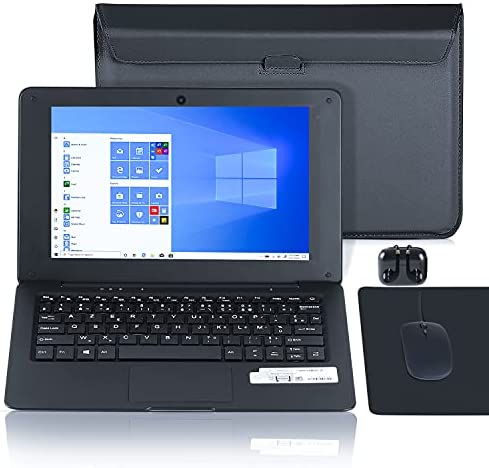 Computer portatile 10.1 pollici Windows 10 Netbook Quad Core Laptop con Wi-Fi, HDMI, Netflix, YouTube e tastiera francese AZERTY (nero)