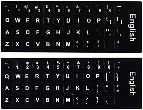Hileyu Tastiera inglese Sostituzione adesivi Tastiera adesivi Regno Unito Non trasparente adesivi neri con lettere bianche Tastiera del computer Laptop Desktop notebook adesivi English