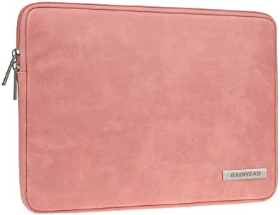 RAINYEAR 15,6 Pollici Custodia Protettiva per Laptop PC Computer Sleeve Impermeabile Caso Synthetic Pelle Scamosciata Leather Borsa,Compatibile con 15,6″ Notebook Ultrabook Chromebook,Corallo