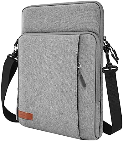MoKo Custodia Compatibile con iPad PRO 12.9 M2 2022, Galaxy Tab S8+ 12.4, iPad PRO 12.9 2021/2020/2018, Surface Go 12.4, Borsa Grande in Poliestere con Tasca, Grigio Chiaro